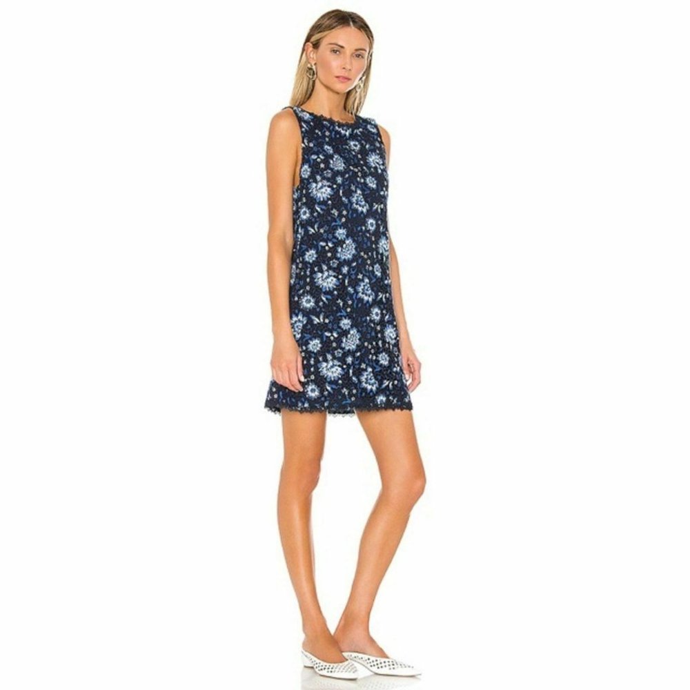 ALICE + OLIVIA WOMENS MINI CLYDE SHIFT DRESS CORNFLOWER MULTI